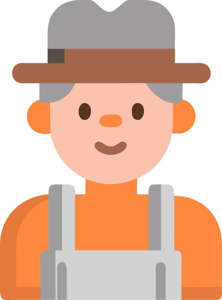Smiling Farmer Cartoon Character in Hat and Overalls Cute Illustration vector