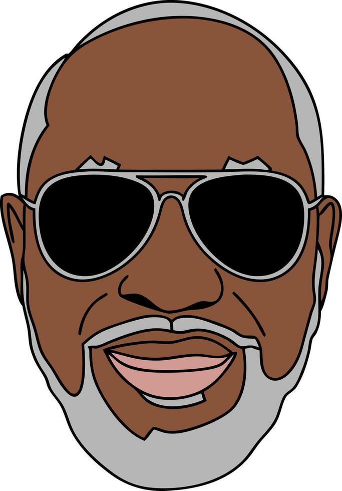 Smiling Senior African American Man with Sunglasses Art vector