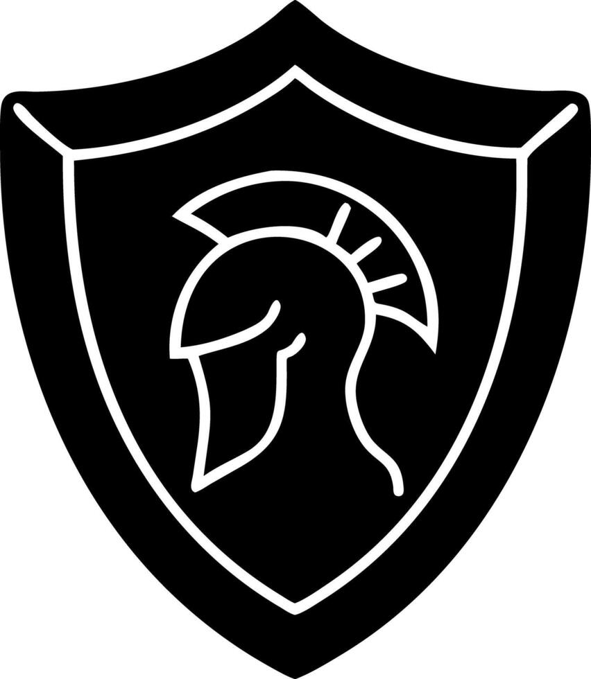 Spartan Helmet Emblem on Shield for Security and Protection Themes vector