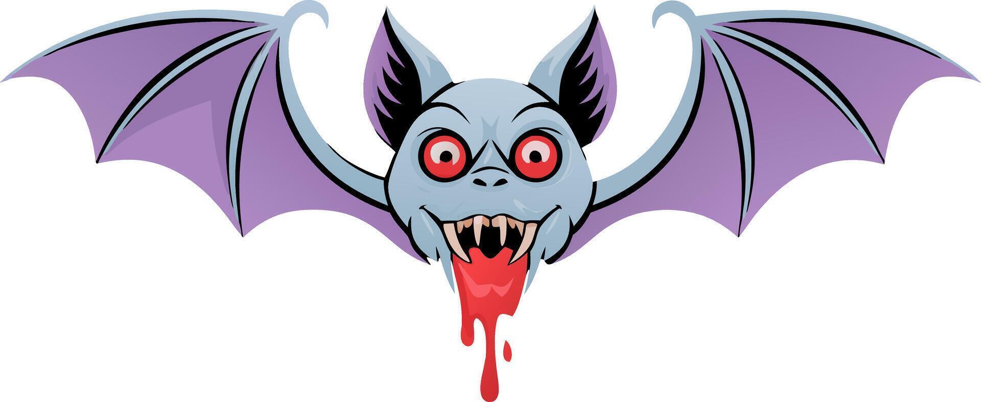 Spooky Vampire Bat Illustration with Blood Dripping for Halloween vector