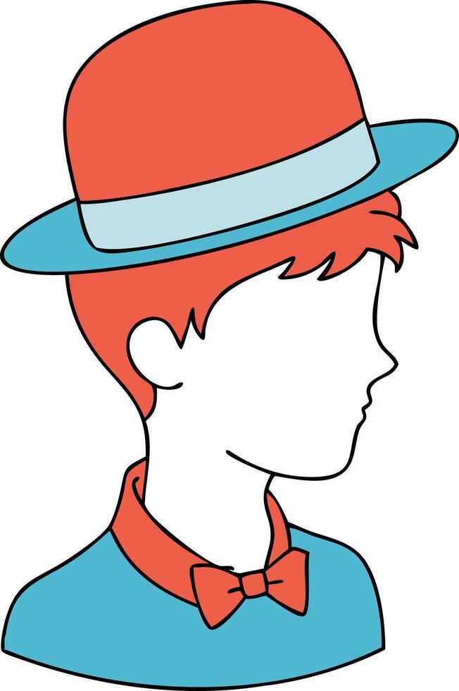Stylish Boy Silhouette in Hat and Bow Tie Illustration vector