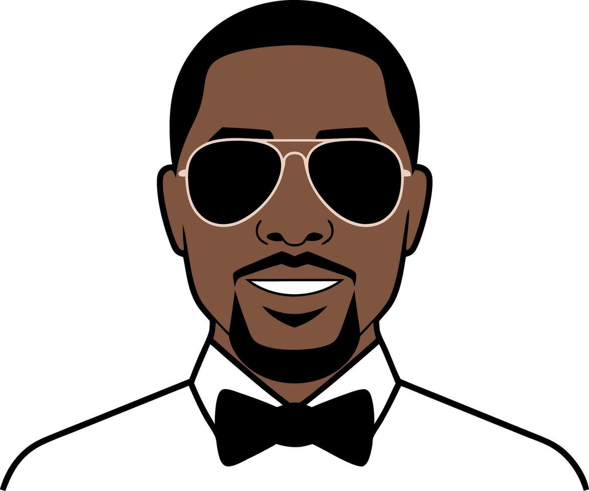 Stylish Man with Sunglasses and Bow Tie Illustration vector