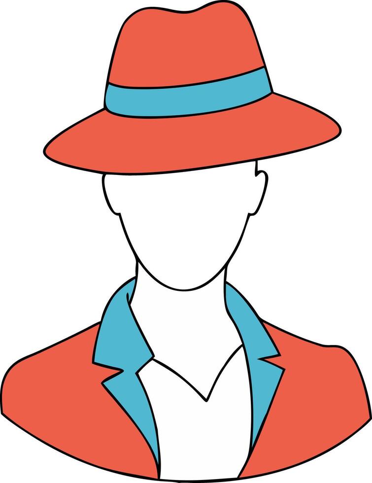 Stylish Retro Fashion Illustration Faceless Figure with Red Hat and Blazer Art vector