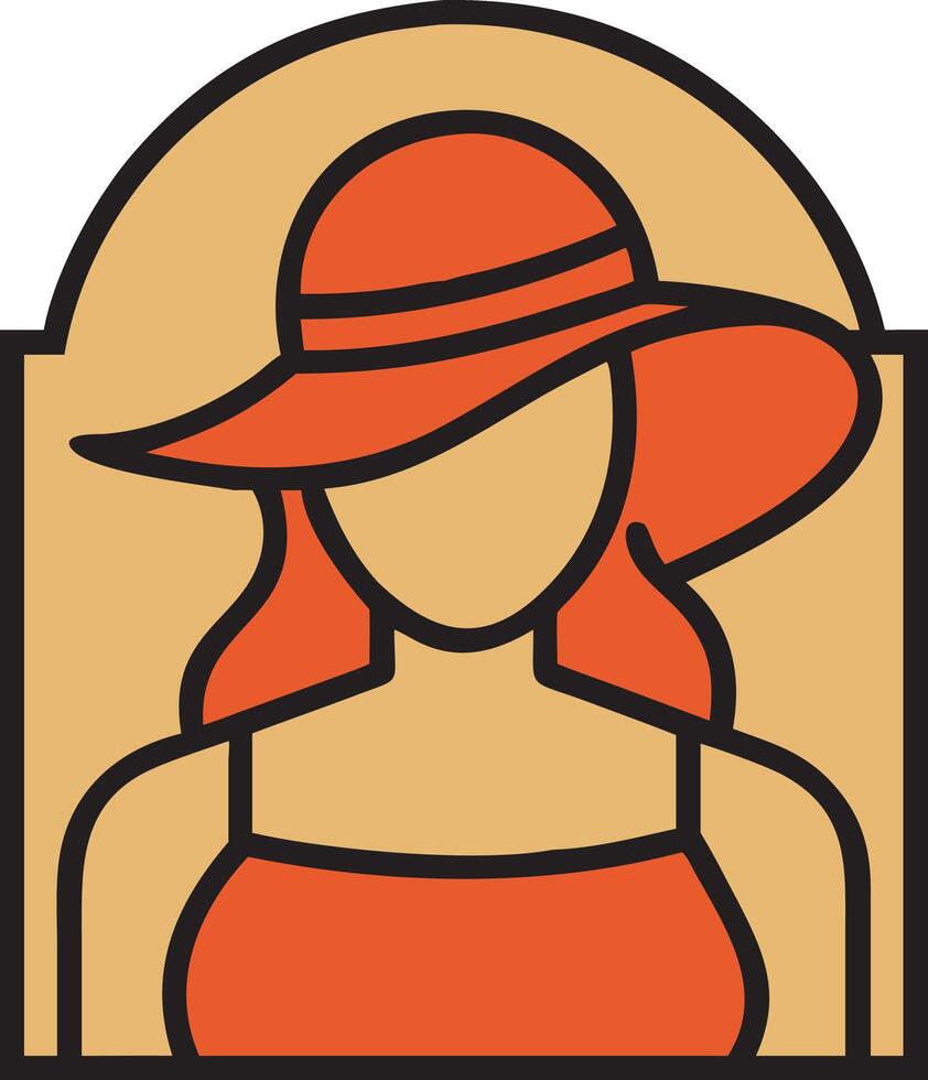 Stylish Woman in Hat Minimalist Art for Fashion and Design Use vector