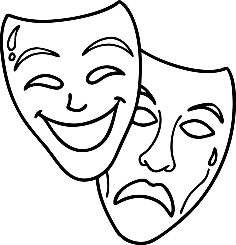 Theater Comedy and Tragedy Masks Illustration Symbolizing Drama Arts vector