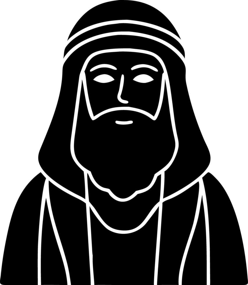 Traditional Middle Eastern Man Silhouette with Headscarf and Beard Illustration vector