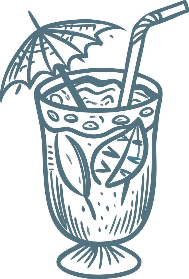 Tropical Cocktail with Umbrella and Straw Illustrating Refreshing Summer Beverage vector