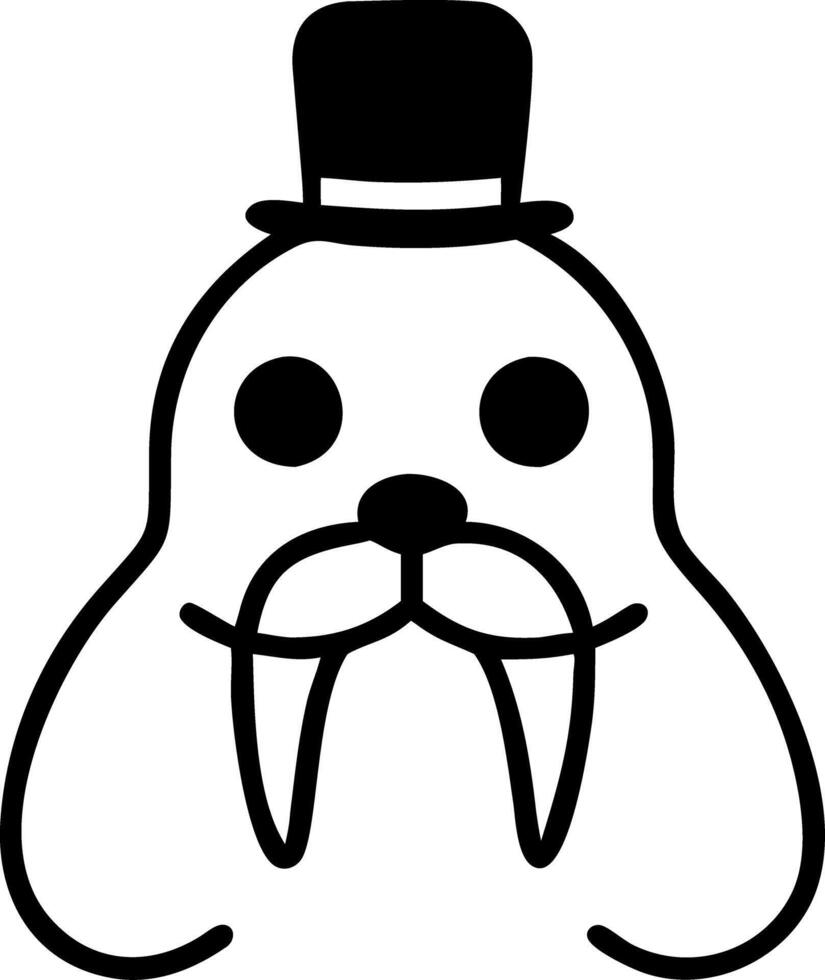 Art Walrus with Top Hat Line Drawing Silhouette vector
