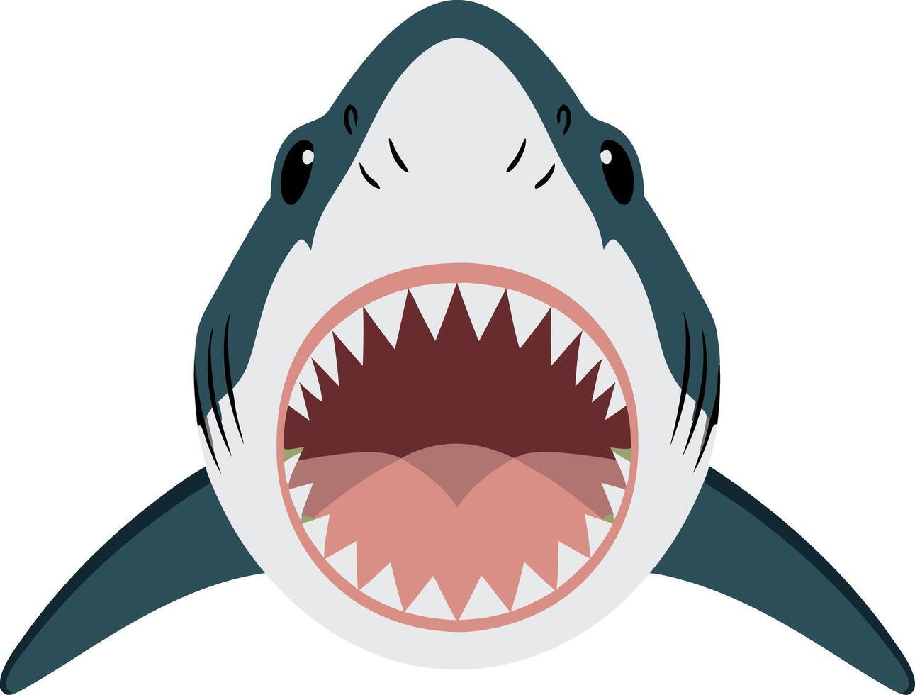 Illustration of Angry Cartoon Shark with Open Mouth vector