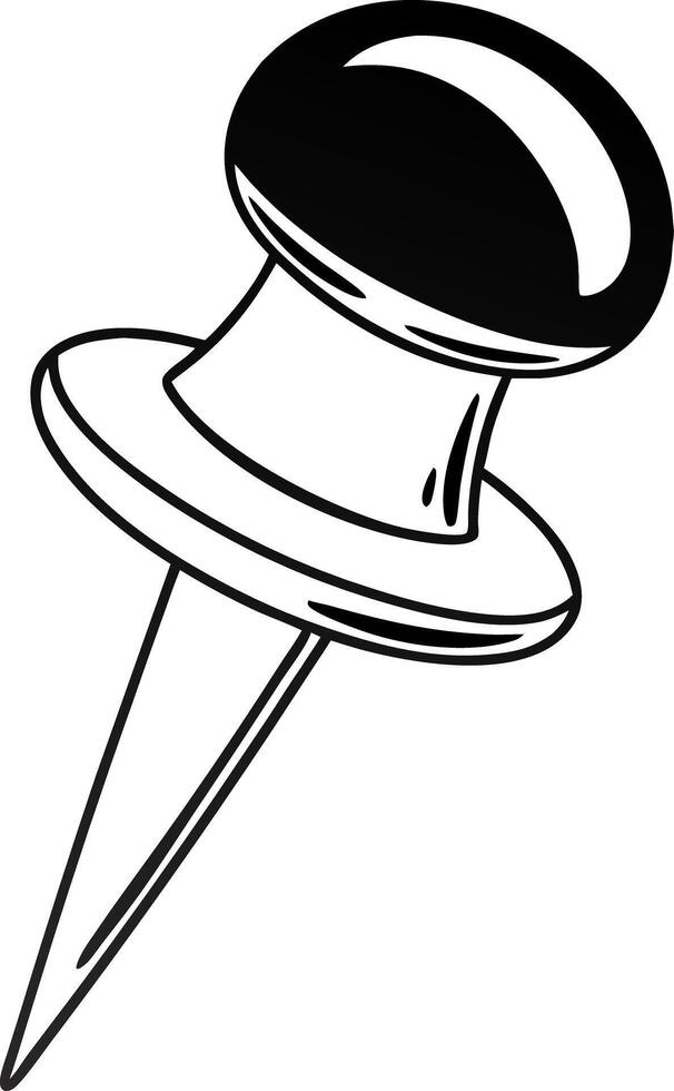 Illustration of Black and White Push Pin for Office and School Use vector