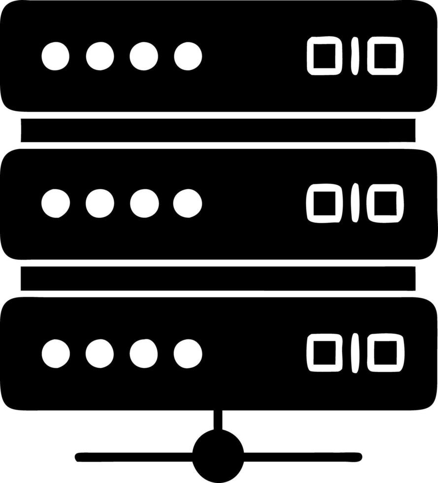 Illustration of Black Server Depicting Networking and Data Storage Concept vector