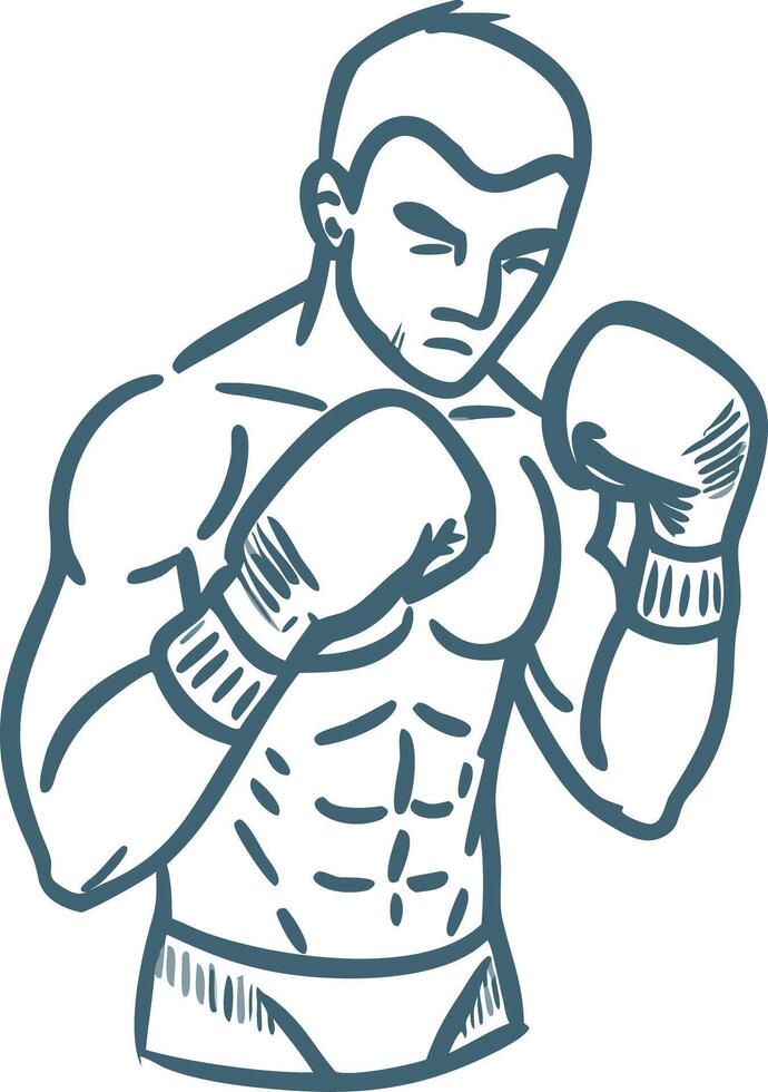 Illustration of Boxer in Fighting Stance Highlighting Athletic Strength vector