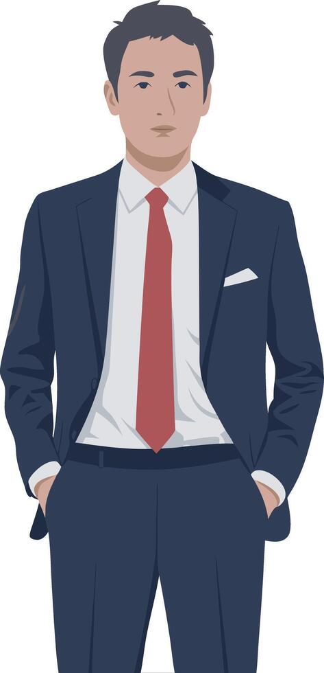 Illustration of Confident Businessman in Suit and Red Tie vector