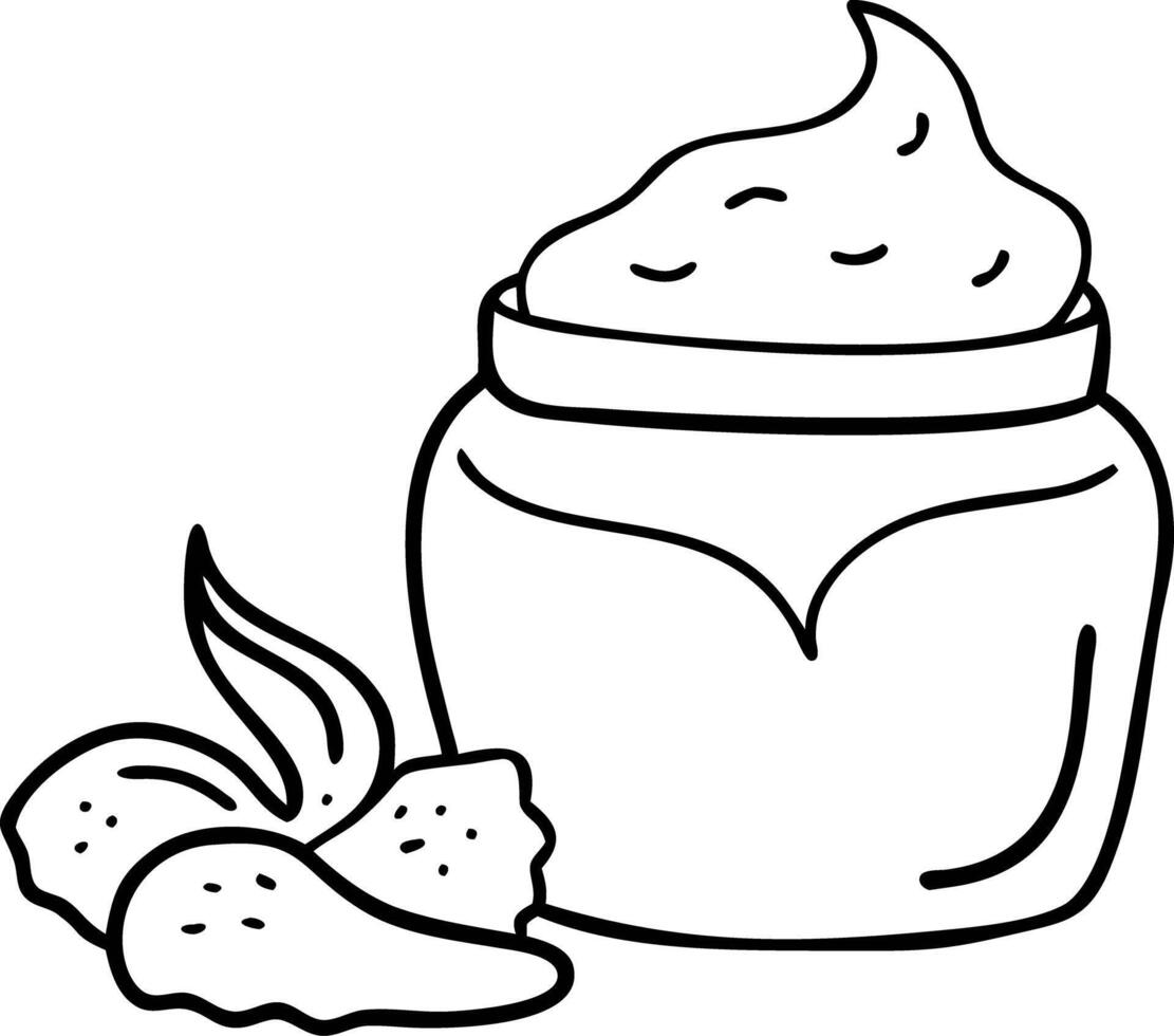 Illustration of Cosmetic Cream Jar with Natural Ingredients vector