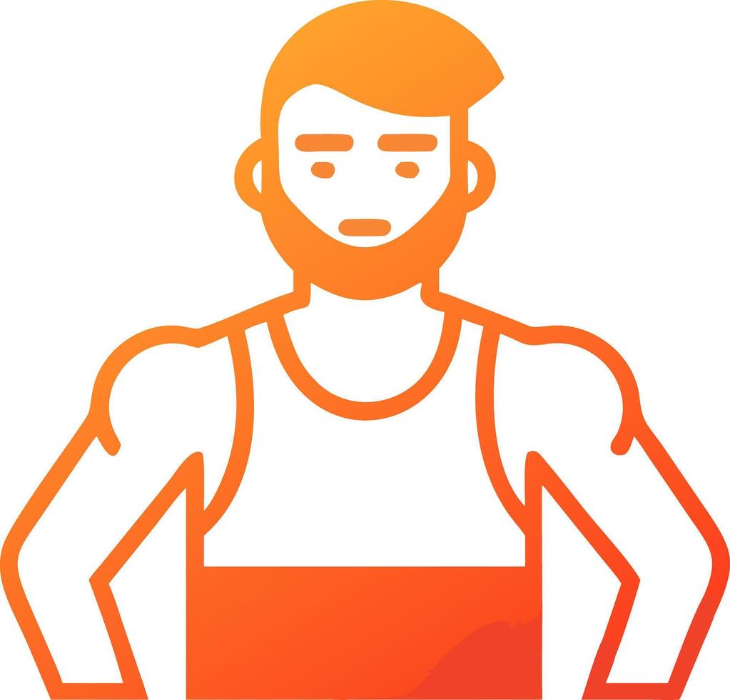 Illustration of Confident Man with Athletic Build in Orange Gradient Style vector