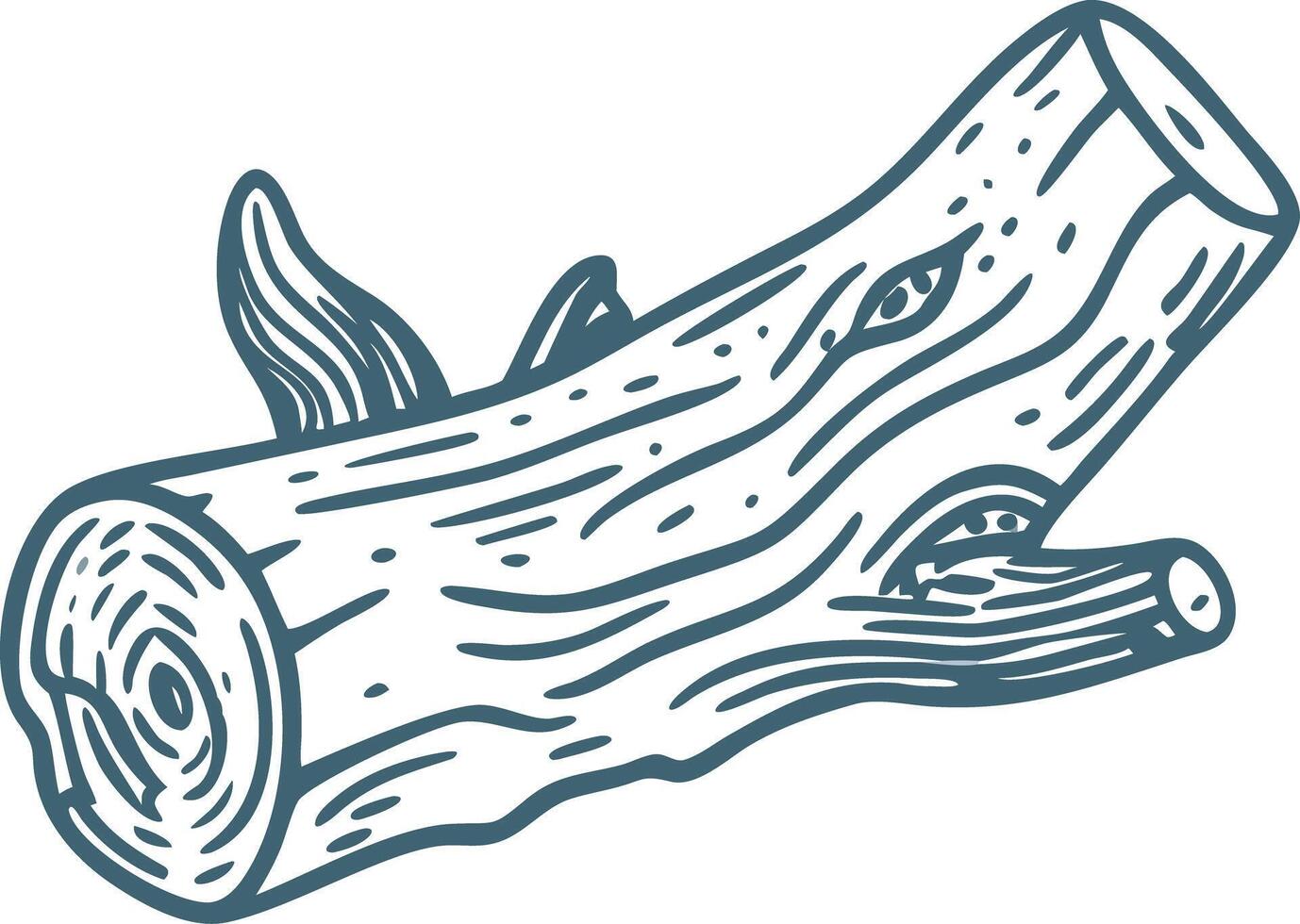 Illustration of Detailed Wooden Log Sketch with Twigs vector