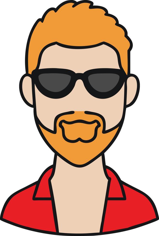 Illustration of Hipster Man with Sunglasses and Red Shirt for Modern Avatars vector