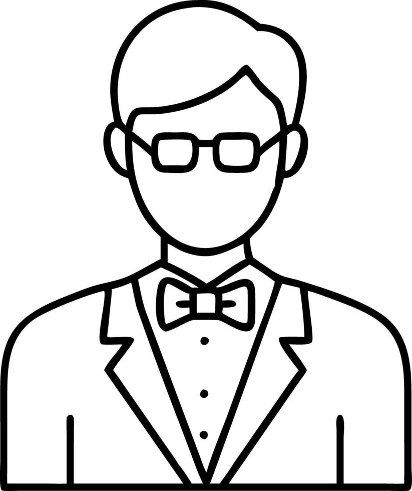 Illustration of Man in Formal Attire with Glasses and Bow Tie vector