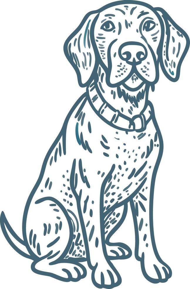 Illustration of Sitting Dog with Collar in Artistic Style vector