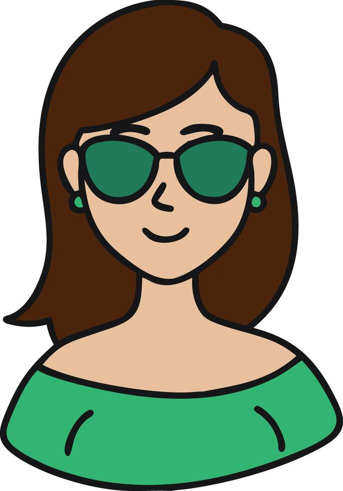 Illustration of Stylish Woman with Sunglasses and Green Top vector
