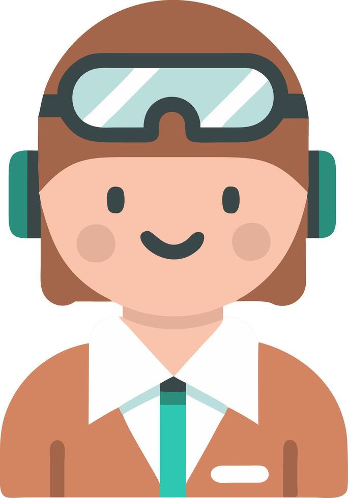 Illustration Smiling Aviator in Goggles and Headset Pilot Character vector