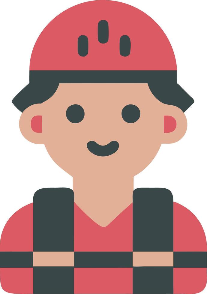Illustration Smiling Construction Worker Cartoon with Red Safety Helmet vector