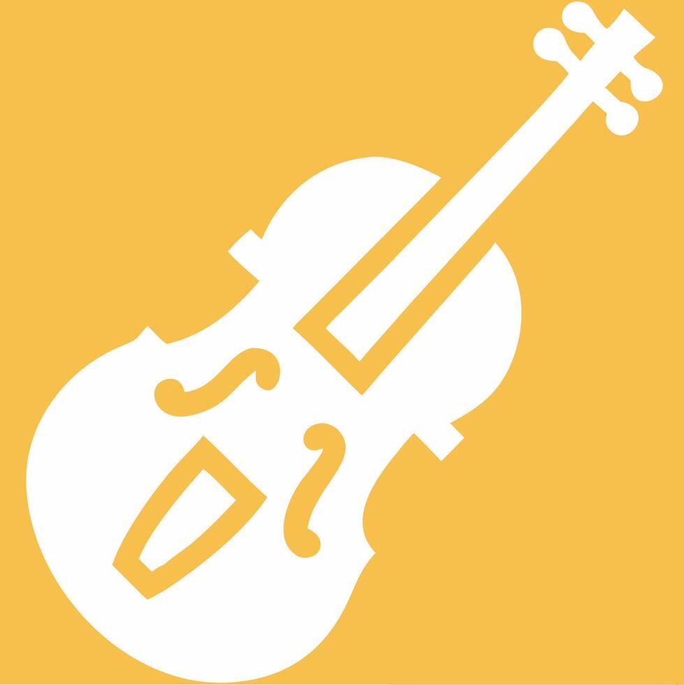 Illustration White Violin Silhouette on Yellow Background for Music and Art Design vector