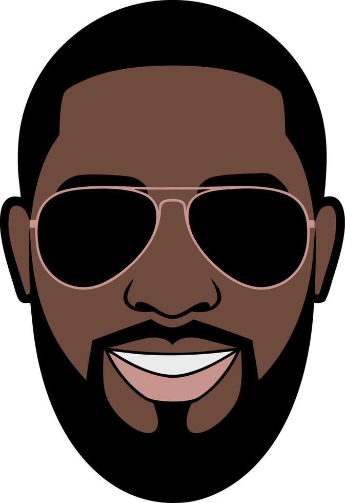 Illustration Smiling Man Sunglasses Beard Modern Cartoon Style vector