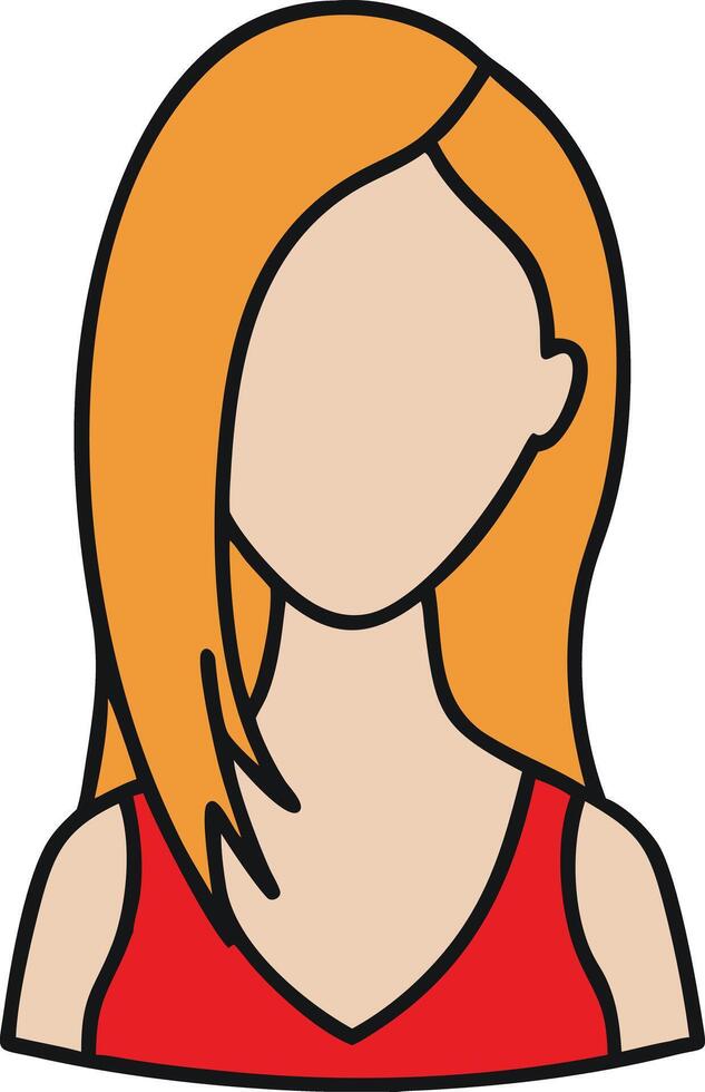 Illustration Woman with Orange Hair and Red Top Minimalistic Portrait vector