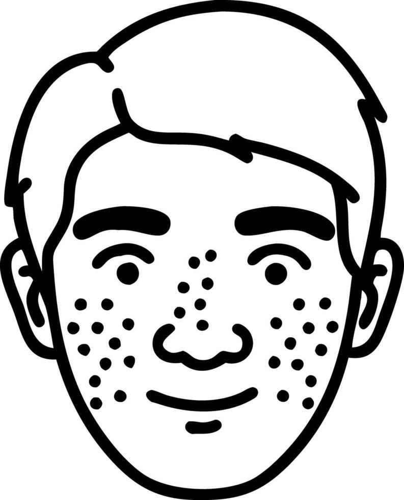Illustration Young Male Face with Freckles Minimalist Design vector