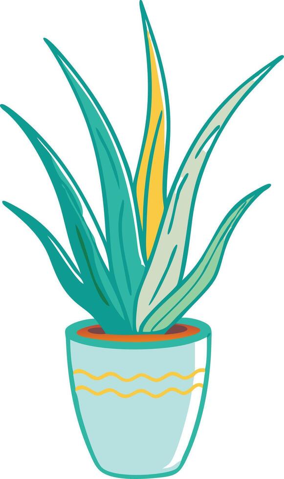 Vibrant Aloe Vera Plant in Decorative Pot Illustration vector