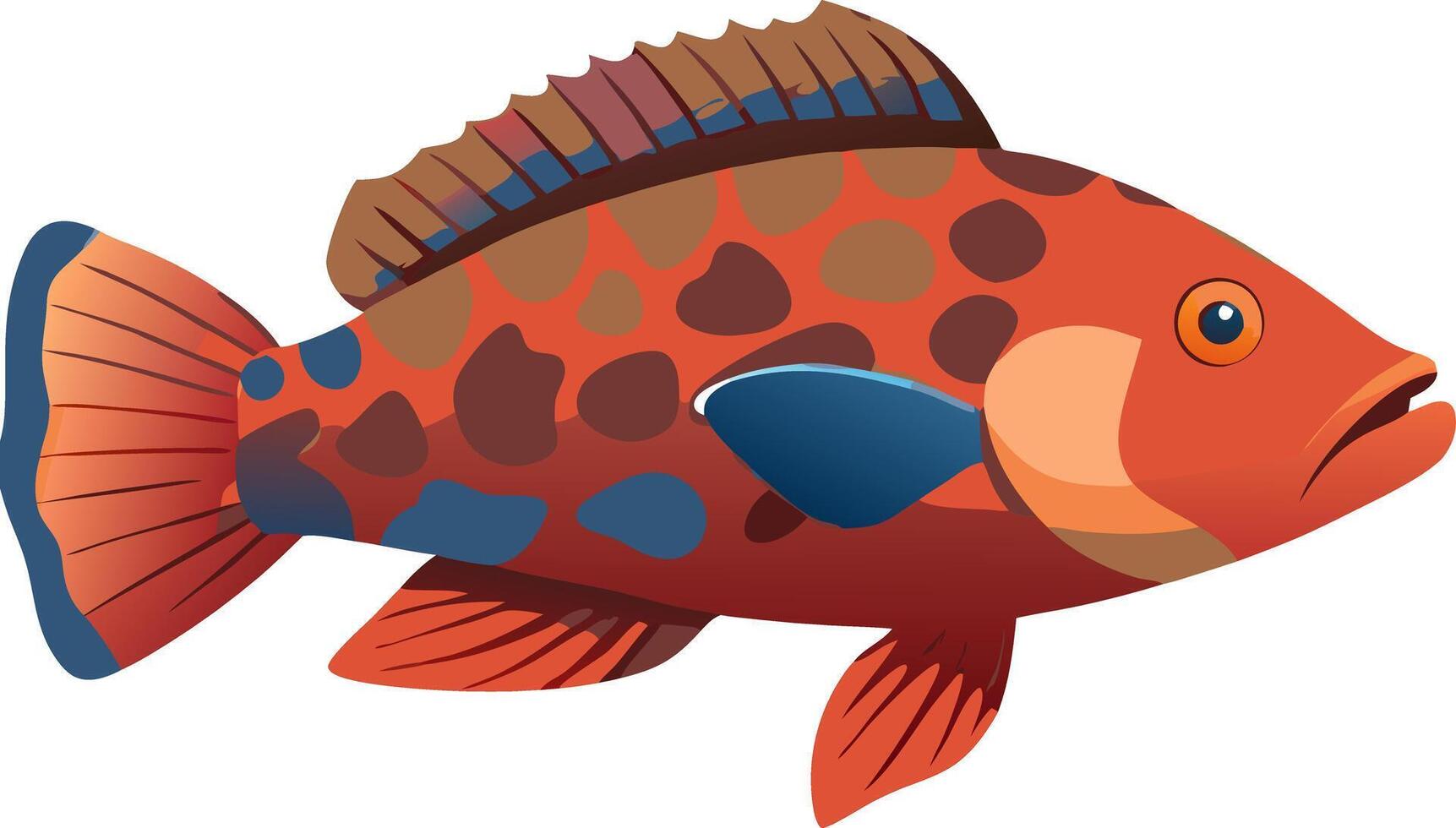 Vibrant Coral Reef Fish Illustration Orange and Red Patterned Marine Life vector
