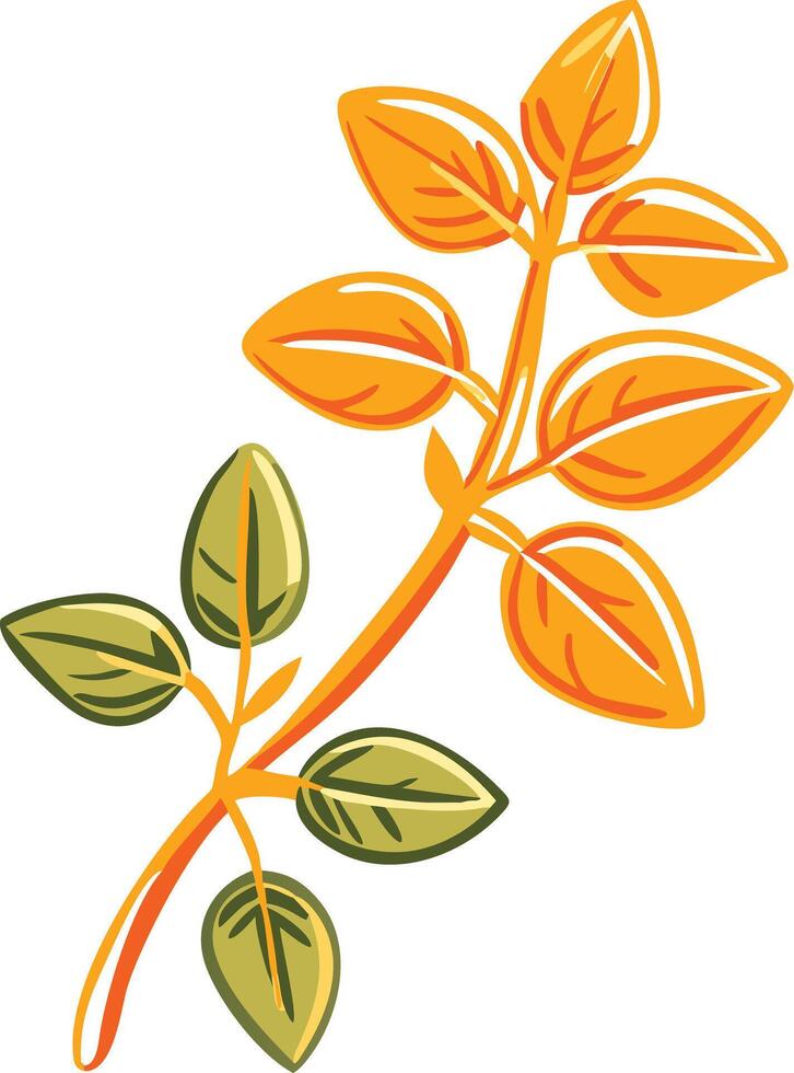 Vibrant Orange and Green Leafy Branch Illustration for Nature and Design vector