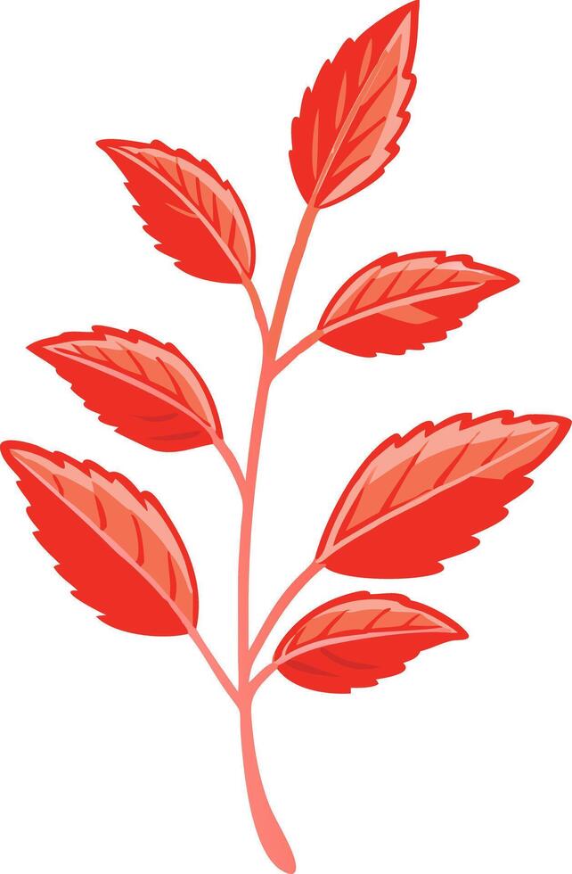 Vibrant Red Leafy Branch Illustration for Nature Design Projects vector