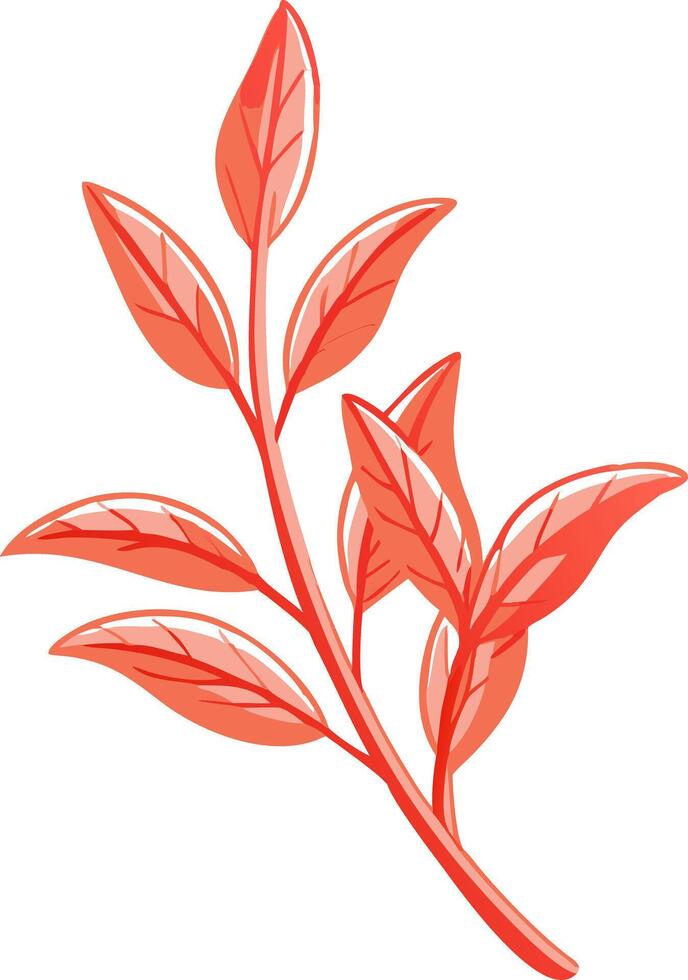 Vibrant Red Leaf Branch Illustration for Nature and Design Projects vector