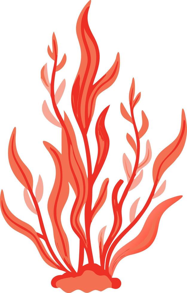 Vibrant Red Seaweed Illustration Marine Nature Art Design vector