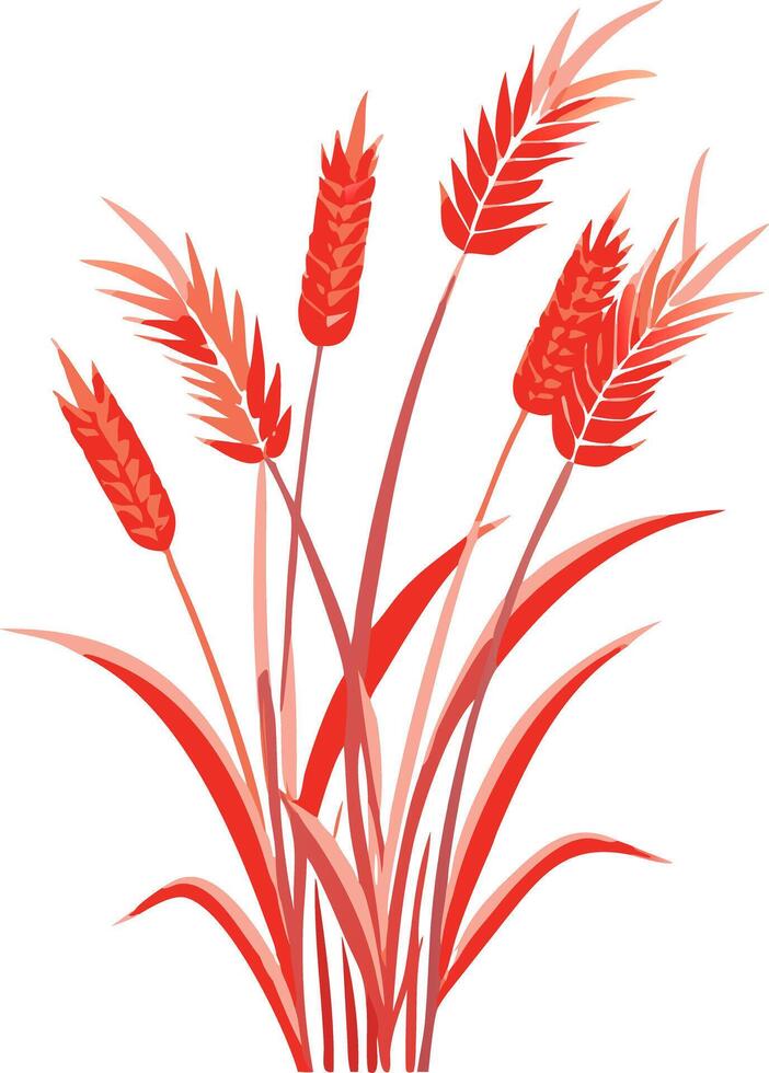Vibrant Red Wheat Stalks Illustration for Agricultural Design vector