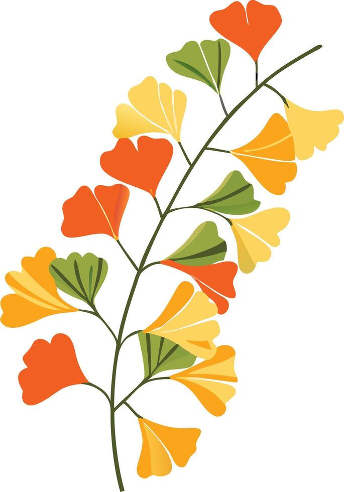 Vibrant Ginkgo Leaves Illustration in Autumn Colors for Design Projects vector
