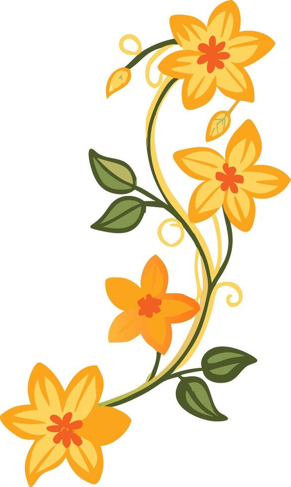 Vibrant Yellow Floral Vine Illustration for Nature and Design Themes vector