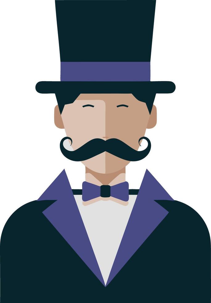 Vintage Gentleman with Top Hat and Mustache Illustration vector
