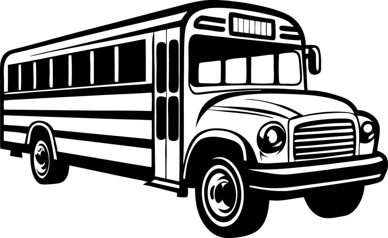 Vintage School Bus Illustration Black and White Art for Retro Transportation Design vector
