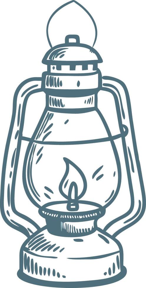 Vintage Oil Lantern Illustration Rustic Light Design vector