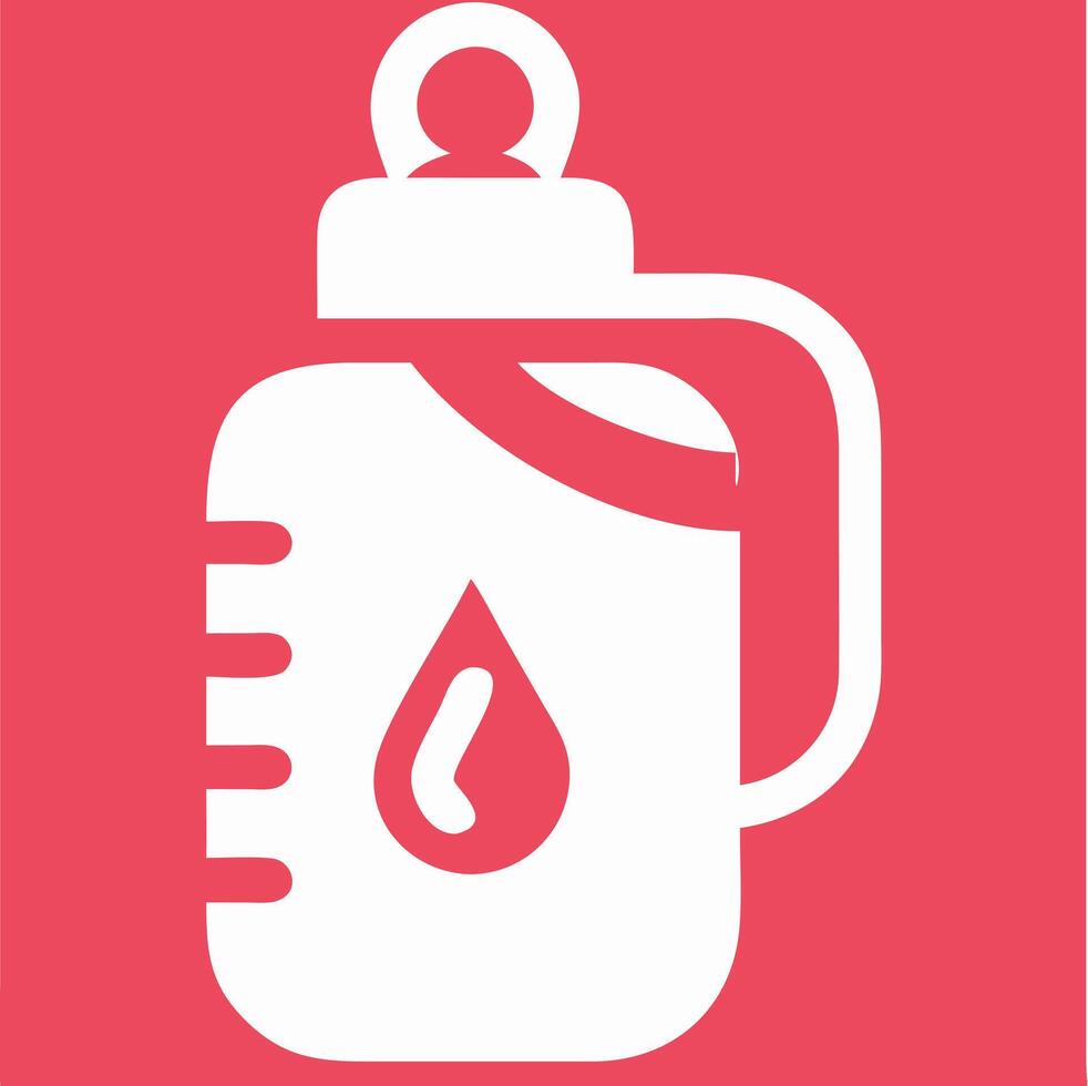 White Baby Bottle with Temperature on Red Background Illustration vector