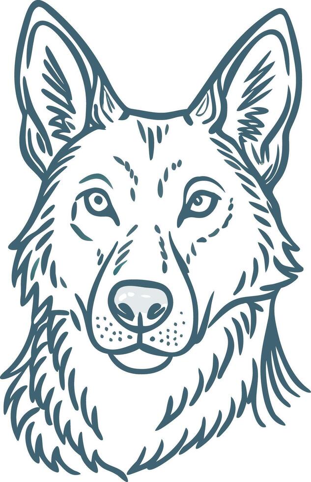 Wolf Face Detailed Line Art Illustration for Design and Print Projects vector