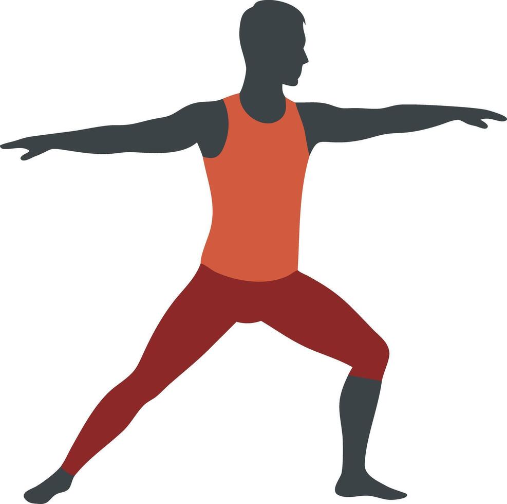 Yoga Pose Silhouette Male Warrior Pose Illustration for Fitness and Wellness Design vector