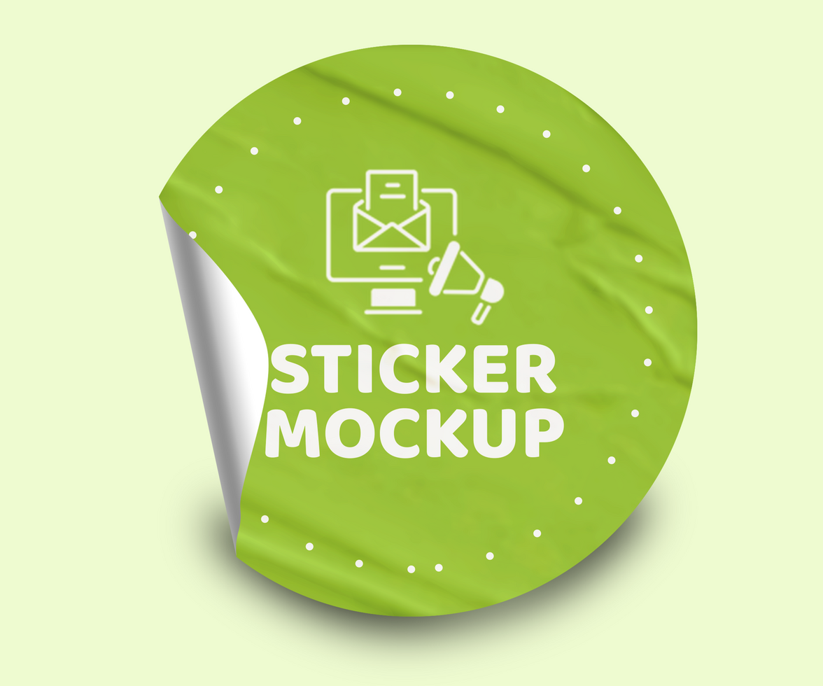 Glued Round Sticker Mockup Design psd