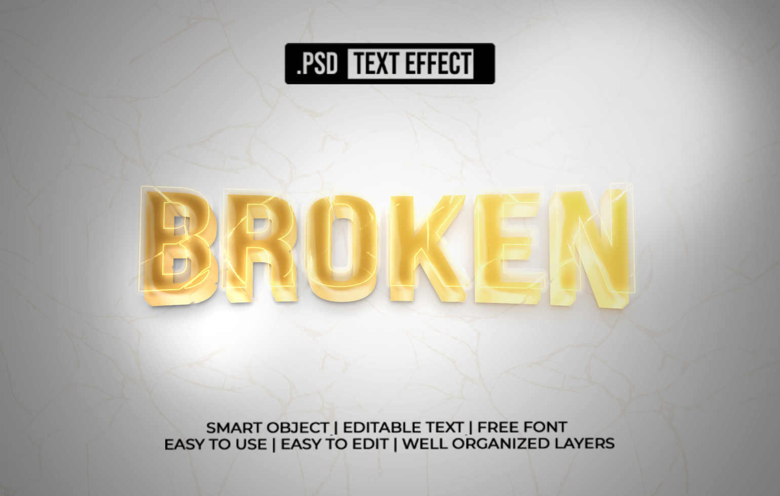 Broken Glass 3D Text Effect psd