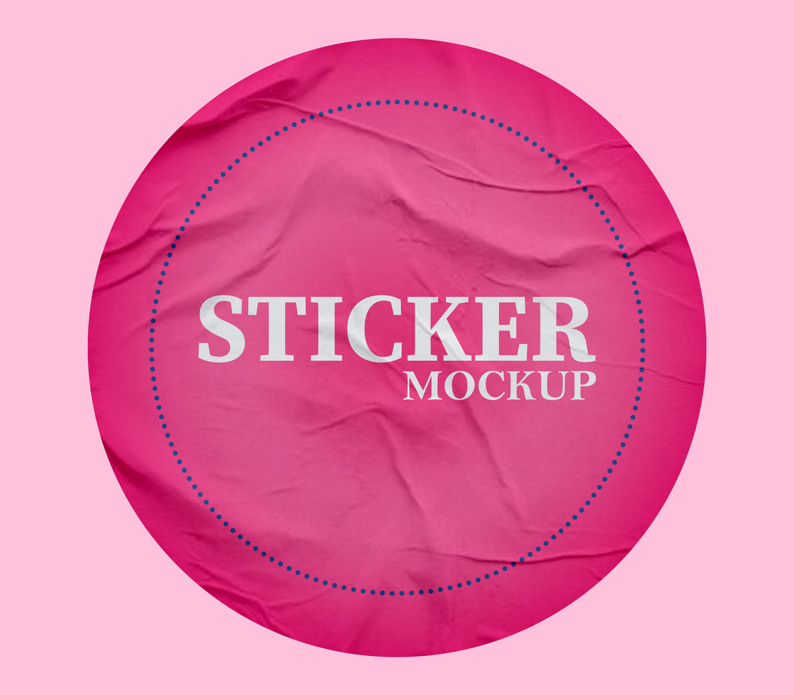 Circle Paper Sticker Mockup Design Template psd