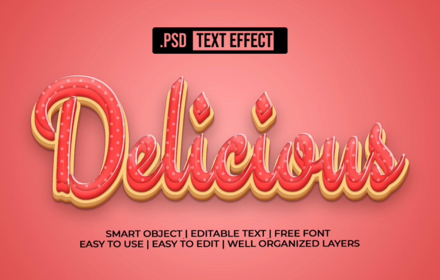 Delicious 3D Text Effect psd