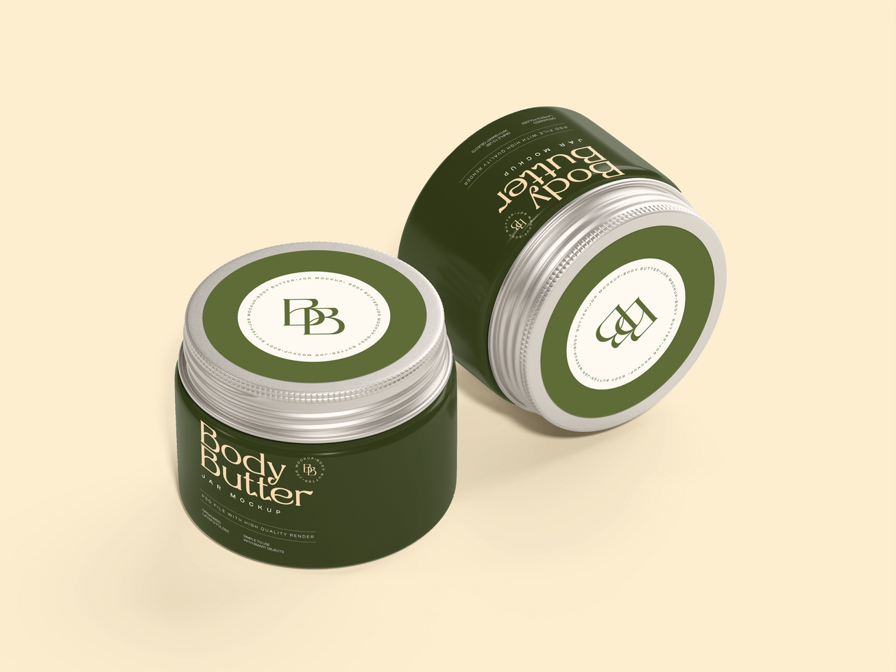 Two Cosmetic Jar 3D Render Mockup psd